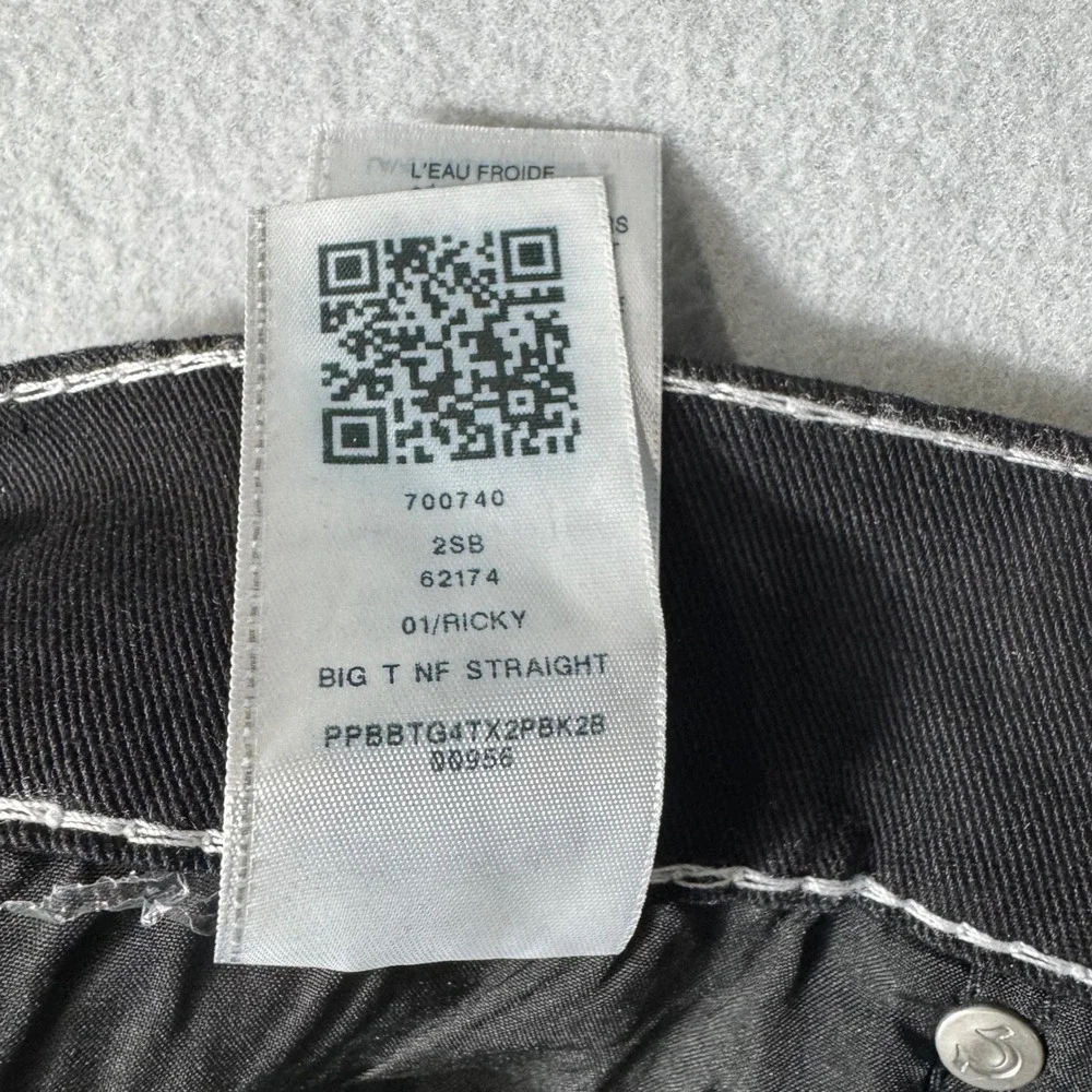 True Religion Ricky Big T NF Men Jeans‎ 34 Black NEW Contrast Stitch 700740